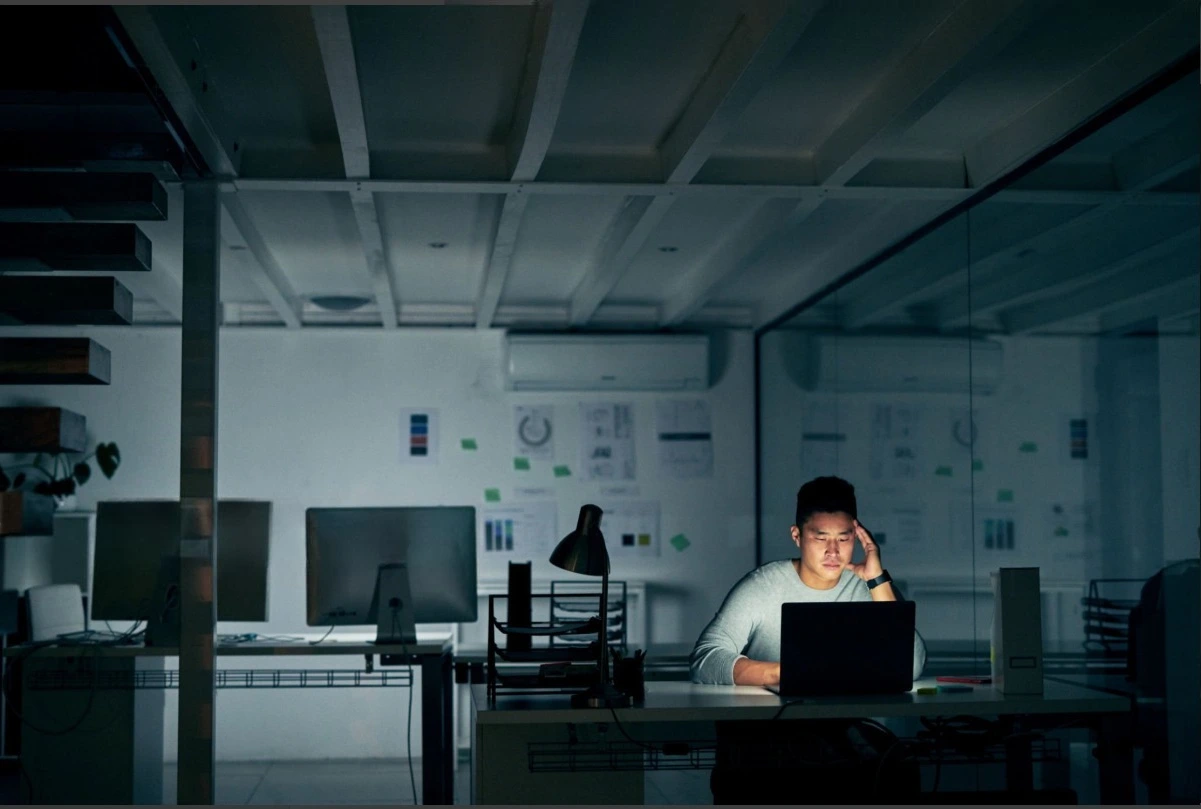 Person working late at night